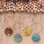 Poppies and Sunflowers Vincent van Gogh Wine Charm<br><div class="desc">Wine charms with floral paintings by the Dutch artist Vincent van Gogh (1853-1890),  including Red Poppies (1886),  Irises (1889),  Sunflowers (1888) and Blossoming Almond Tree (1890).</div>