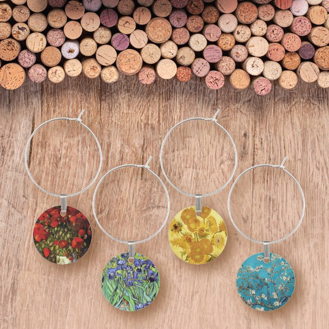 Poppies and Sunflowers Vincent van Gogh Wine Charm (Creator Uploaded)