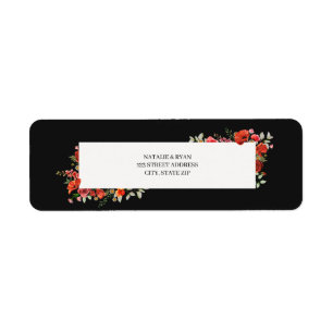Poppies and Wildflowers Dark Wedding Label