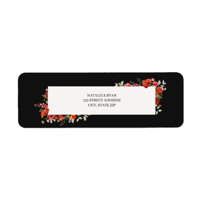 Poppies and Wildflowers Dark Wedding Label (Front)