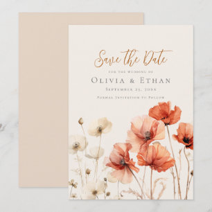 Poppies and Wildflowers Save the Date Invitation