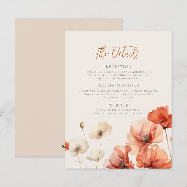 Poppies and Wildflowers The Details Wedding Holiday Card (Front/Back)