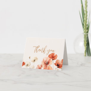 Poppies and Wildflowers Wedding Letterpress Thank You Card
