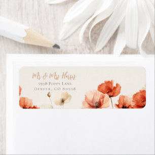 Poppies and Wildflowers Wedding RSVP Label