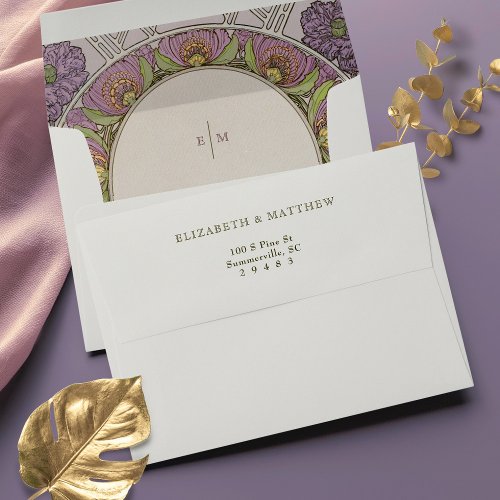 Poppies Art Nouveau Vintage Purple Lavender Envelope