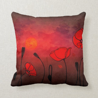 Poppies at Sunset Throw Pillow