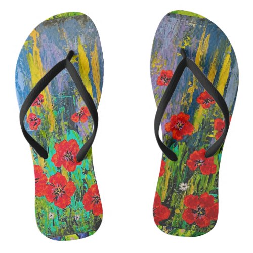 Poppies at your feet     flip flops