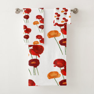 poppy colored bath towels