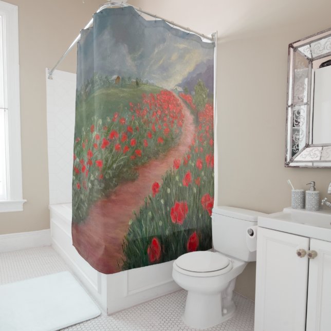 Poppies Before The Storm Shower Curtain (In Situ)