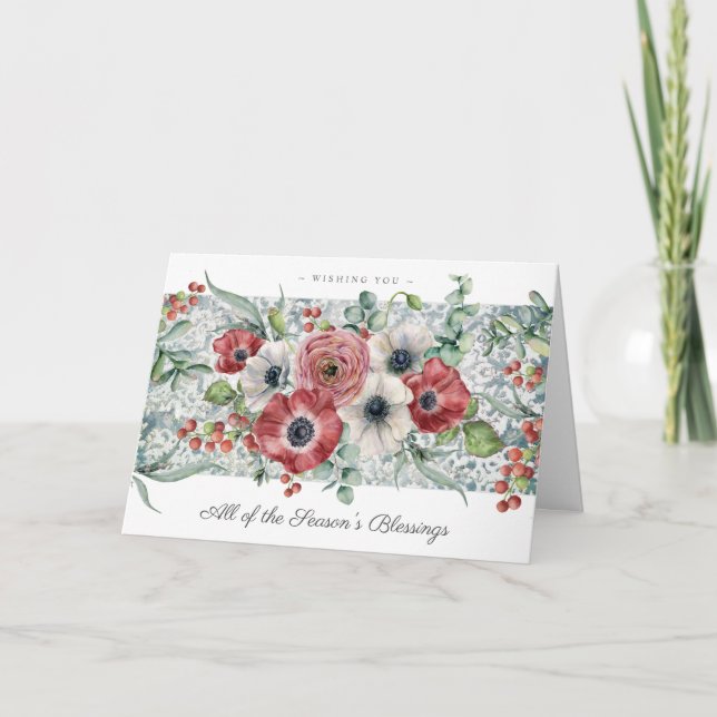 Poppies & Berries, Holiday and Christmas Card (Front)