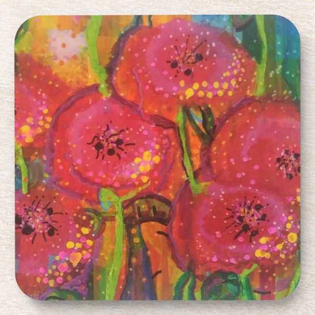Poppies Beverage Coaster (Front)