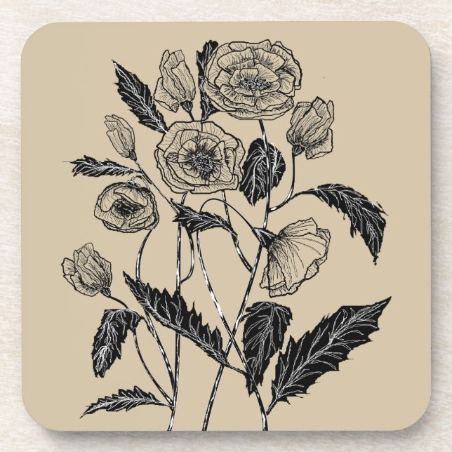 Poppies Beverage Coasters (Front)