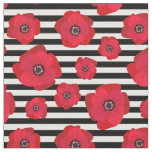 Poppies &amp; Black Stripes - Seamless Pattern Fabric