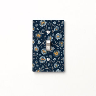 Poppies Blue Floral Pattern Light Switch Cover