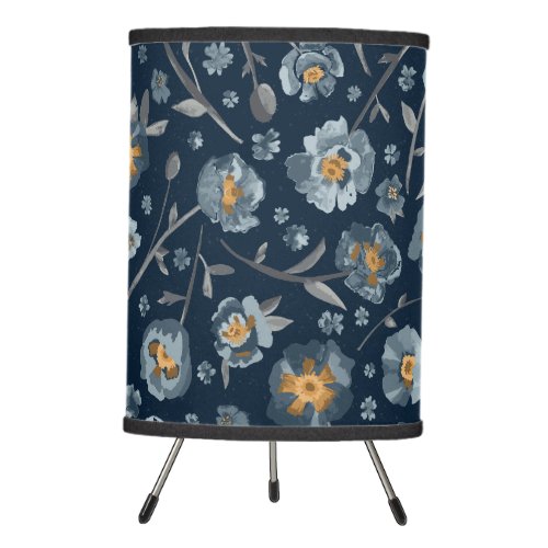 Poppies Blue Floral Pattern Tripod Lamp