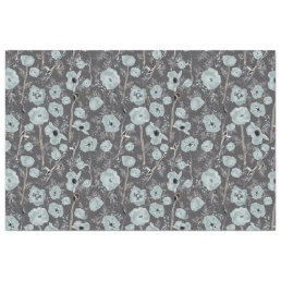 Poppies Blue Gray Charcoal Floral Tissue Paper