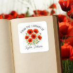 Poppies Book Stickers | Personalized Floral Book