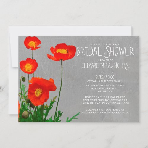 Poppies Bridal Shower Invitations