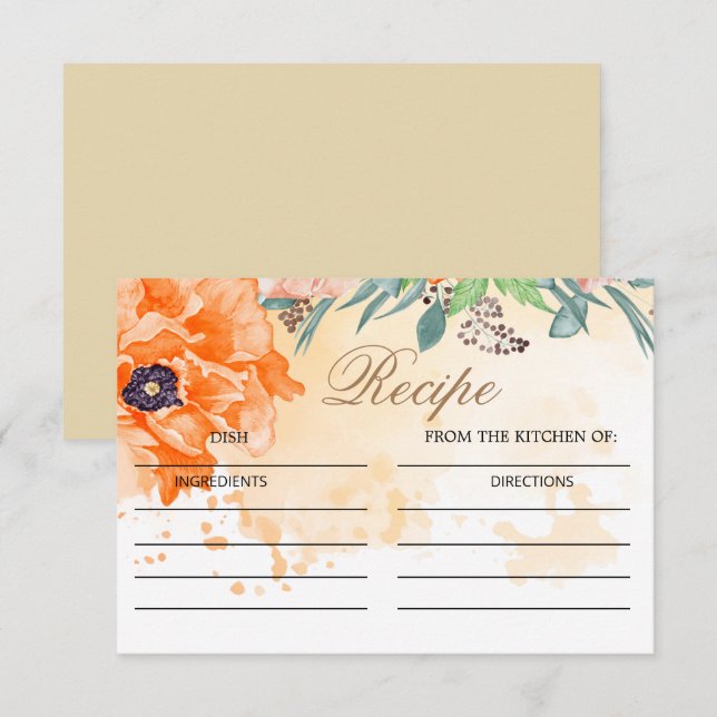 Poppies bridal shower recipe card (Front/Back)