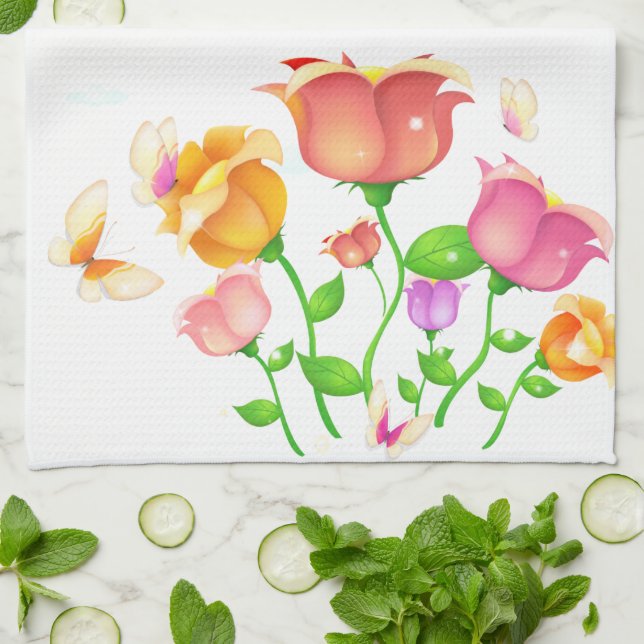 Poppies & Butterflies  American MoJo Kitchen towel (Folded)