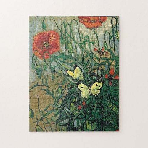Poppies  Butterflies Van Gogh Fine Art Jigsaw Puzzle