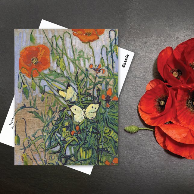 Poppies Butterflies Vincent van Gogh Postcard (Creator Uploaded)