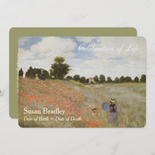 Poppies by Monet Celebration of Life Invitation