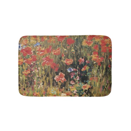 Poppies by Robert Vonnoh Vintage Impressionism Bathroom Mat