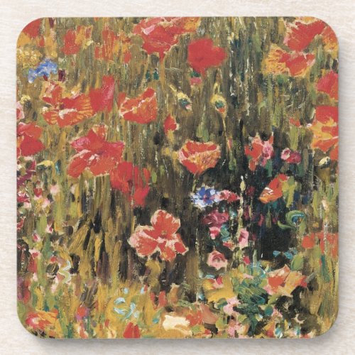 Poppies by Robert Vonnoh Vintage Impressionism Beverage Coaster