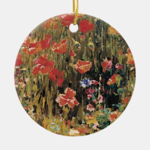 Poppies by Robert Vonnoh Vintage Impressionism Ceramic Ornament