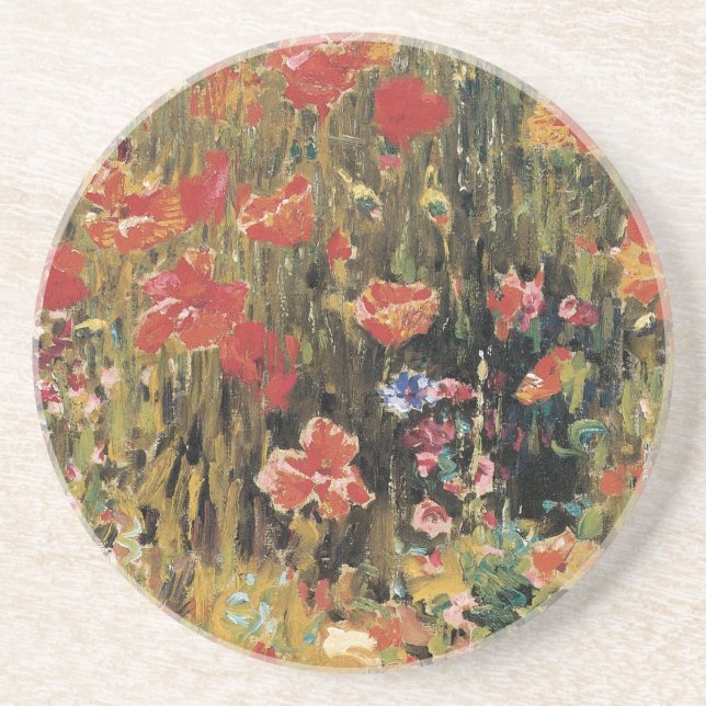 Poppies by Robert Vonnoh, Vintage Impressionism Coaster (Front)