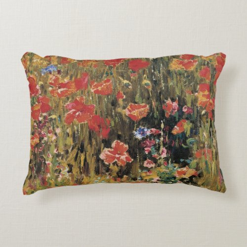 Poppies by Robert Vonnoh Vintage Impressionism Decorative Pillow