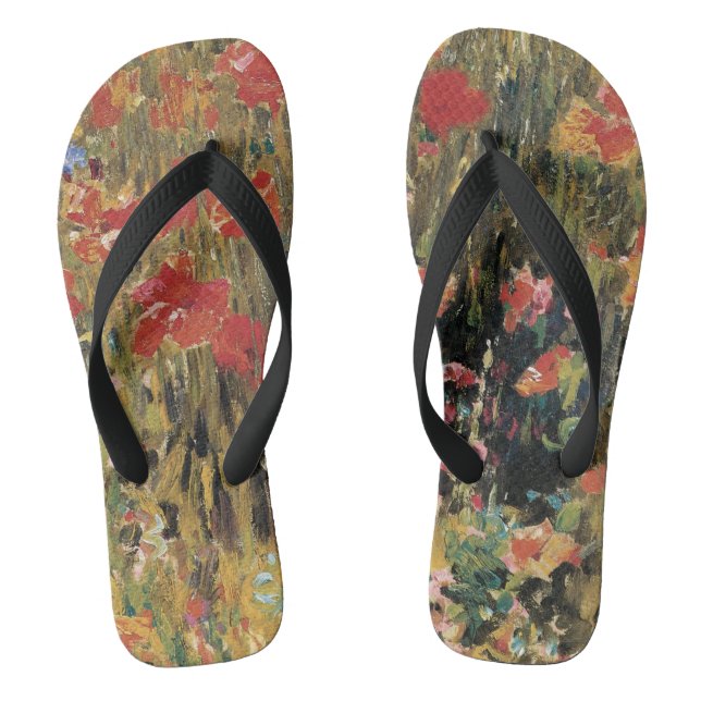 Poppies by Robert Vonnoh, Vintage Impressionism Flip Flops (Footbed)