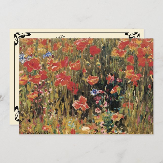 Poppies by Robert Vonnoh, Vintage Impressionism Invitation (Front/Back)