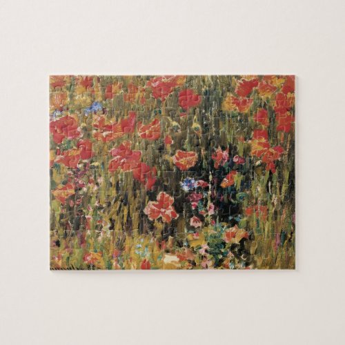 Poppies by Robert Vonnoh Vintage Impressionism Jigsaw Puzzle