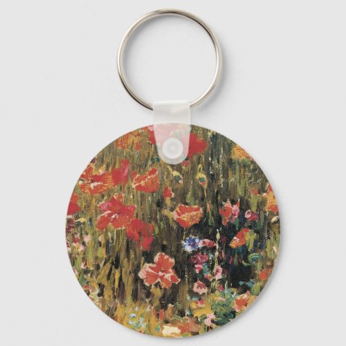 Poppies by Robert Vonnoh Vintage Impressionism Keychain