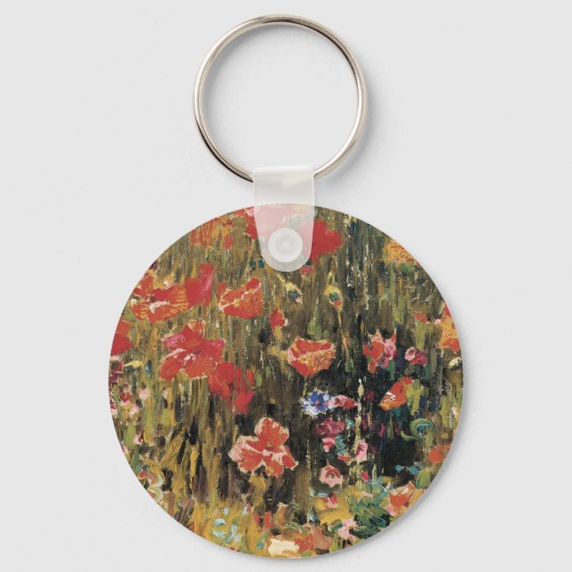 Poppies by Robert Vonnoh, Vintage Impressionism Keychain (Front)