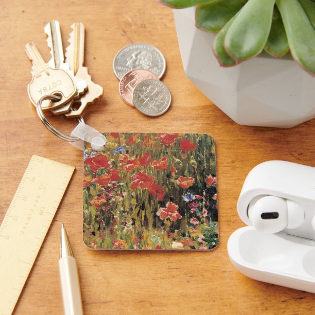 Poppies by Robert Vonnoh, Vintage Impressionism Keychain (Desk)