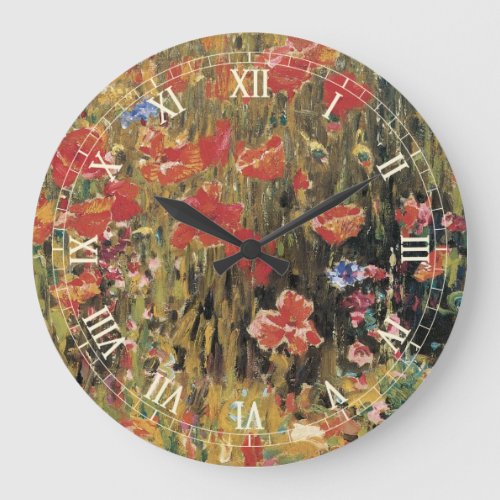 Poppies by Robert Vonnoh Vintage Impressionism Large Clock