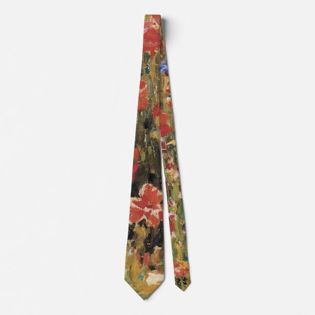 Poppies by Robert Vonnoh, Vintage Impressionism Neck Tie (Front)
