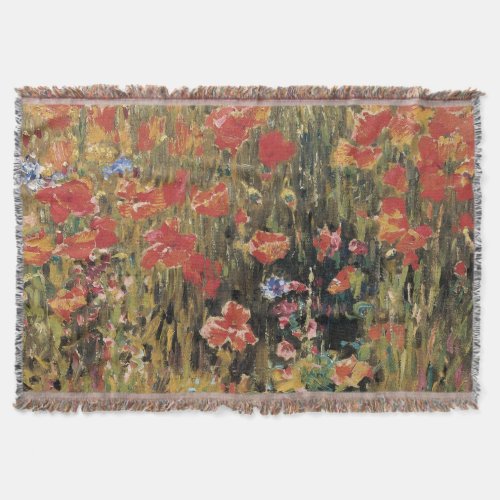 Poppies by Robert Vonnoh Vintage Impressionism Throw Blanket