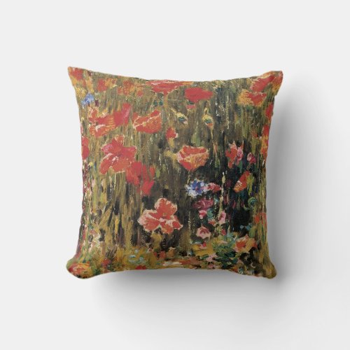 Poppies by Robert Vonnoh Vintage Impressionism Throw Pillow