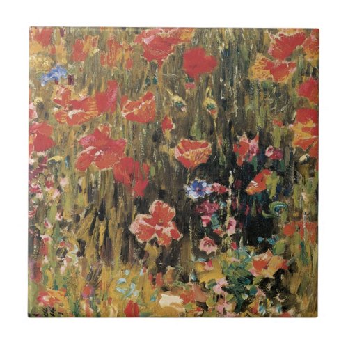 Poppies by Robert Vonnoh Vintage Impressionism Tile