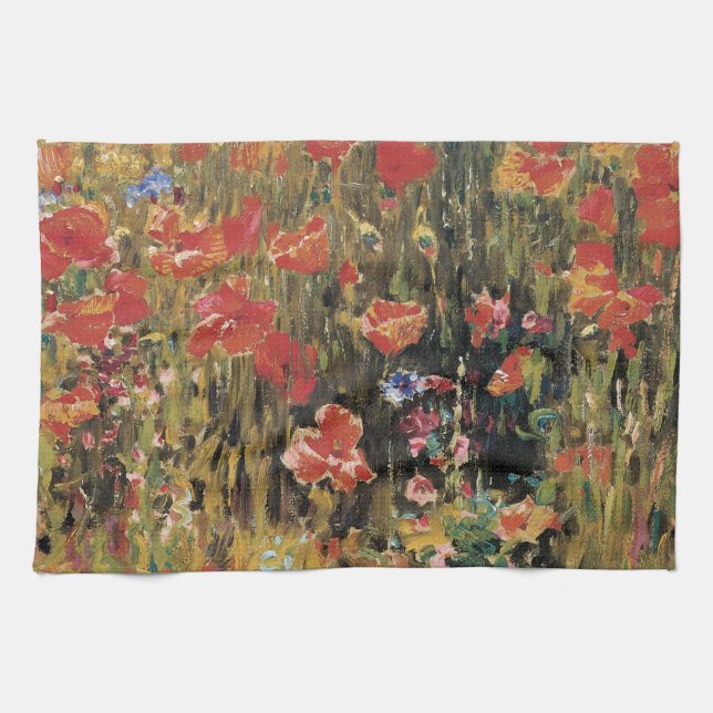 Poppies by Robert Vonnoh, Vintage Impressionism Towel (Horizontal)