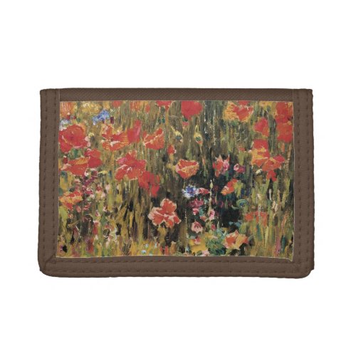 Poppies by Robert Vonnoh Vintage Impressionism Tri_fold Wallet