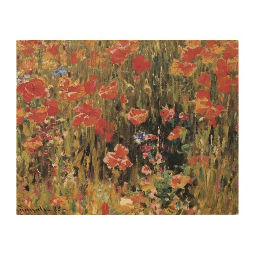 Poppies by Robert Vonnoh Vintage Impressionism Wood Wall Decor
