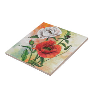 Poppies Ceramic Tile