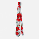 Poppies Daisies Red White Tie Double Sided Print at Zazzle