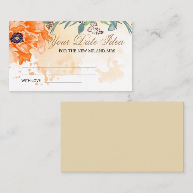 Poppies Date night ideas. Date jar Enclosure (Front/Back)