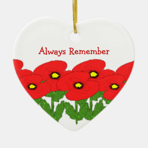 Poppies Design Personalised Remembrance Ceramic Ornament
